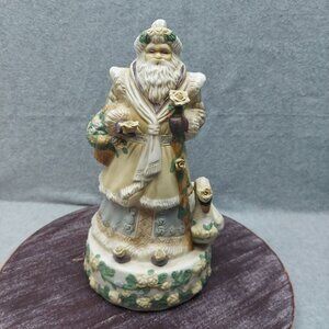 Old World Santa Claus Collectible Porcelain Figurine With Intricate Floral Detai